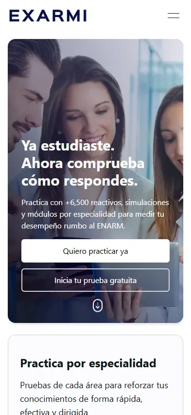 Exarmi: Preparación para el ENARM · Web Móvil 1