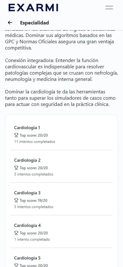 Exarmi: Preparación para el ENARM · Web Móvil 3