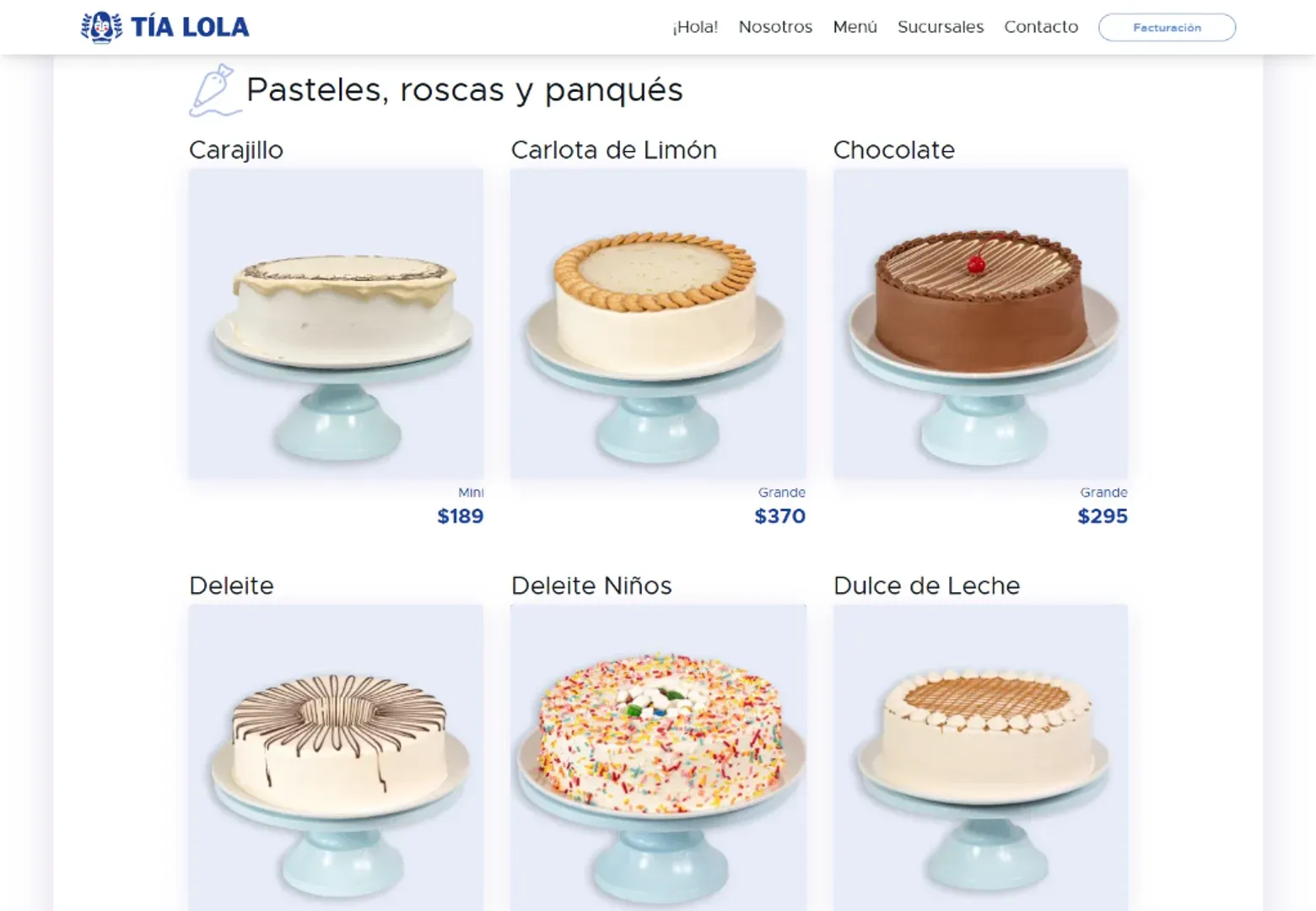 Tía Lola: Sitio y catálogo digital de pastelería · Web 3