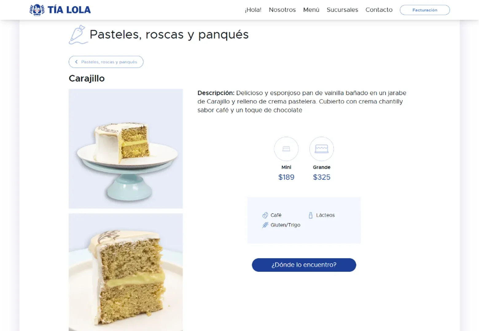 Tía Lola: Sitio y catálogo digital de pastelería · Web 4