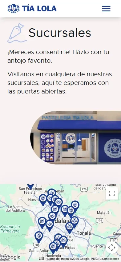 Tía Lola: Sitio y catálogo digital de pastelería · Web Móvil 5