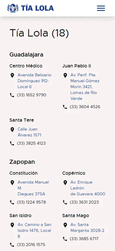 Tía Lola: Sitio y catálogo digital de pastelería · Web Móvil 6